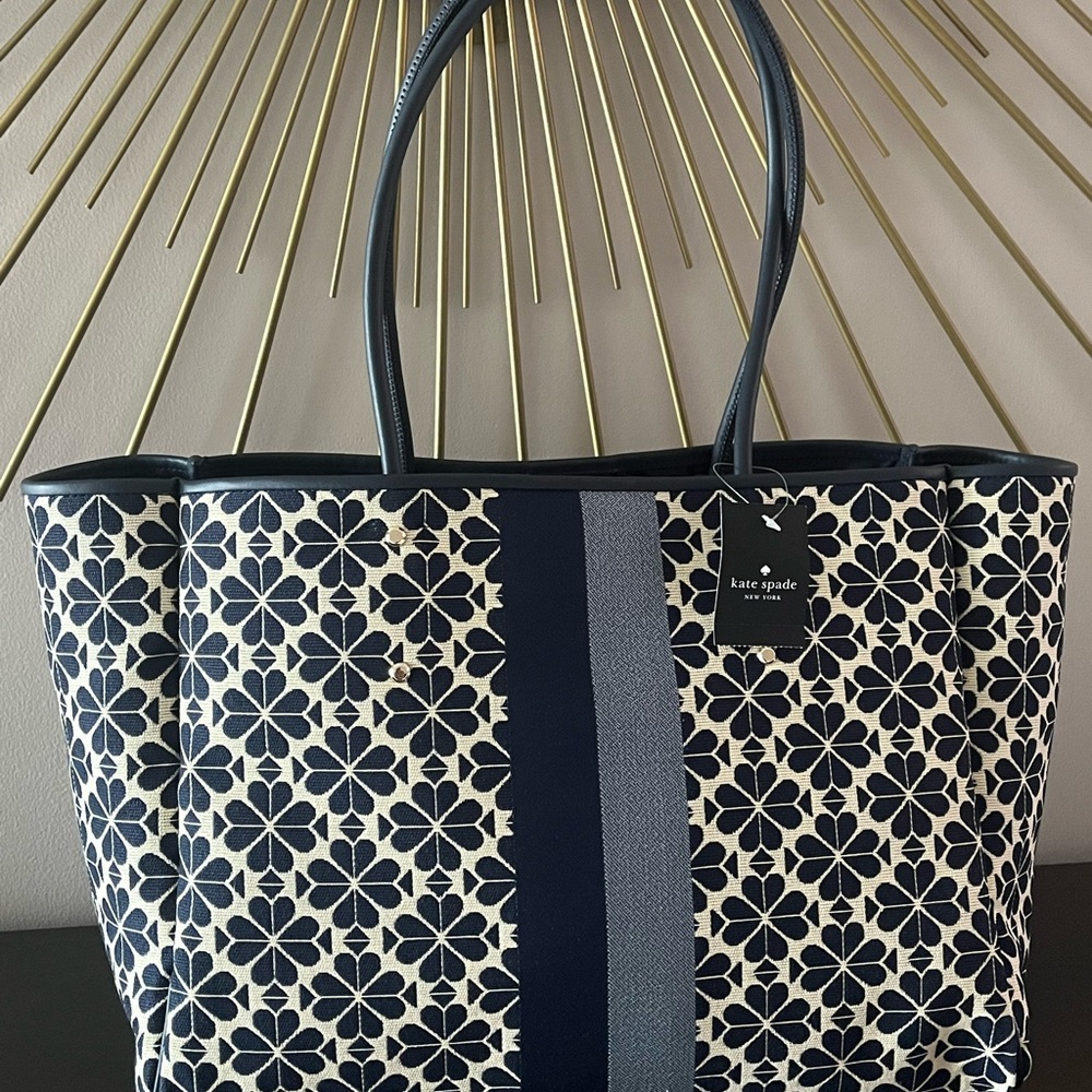 Kate spade Market tote bag jacquard stripe spade flower large Everything handbag